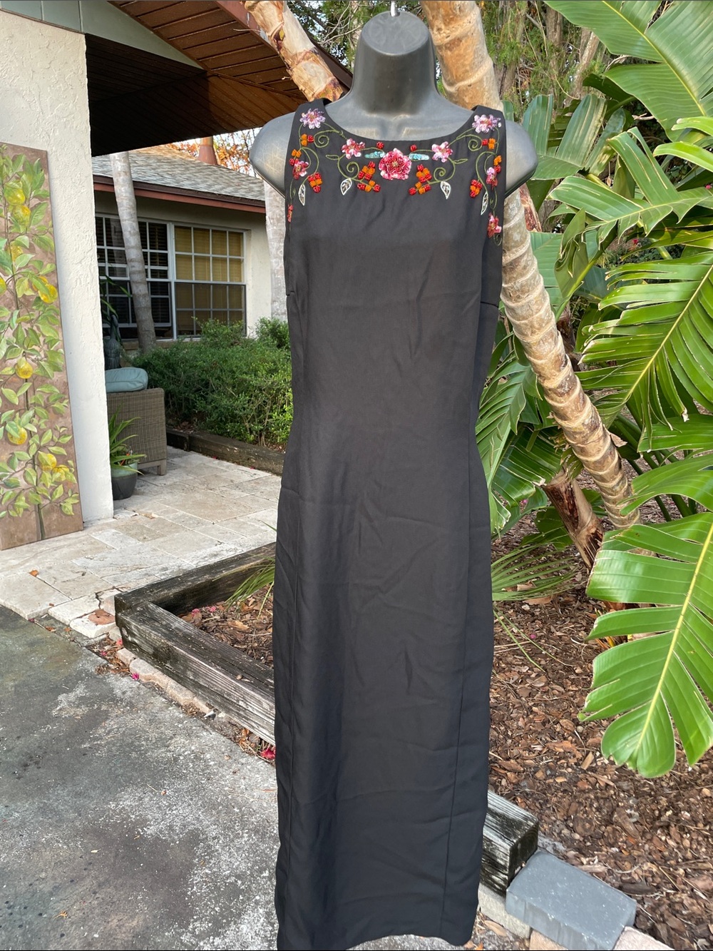vintage Virgo beaded and sequin floral sheath dress
